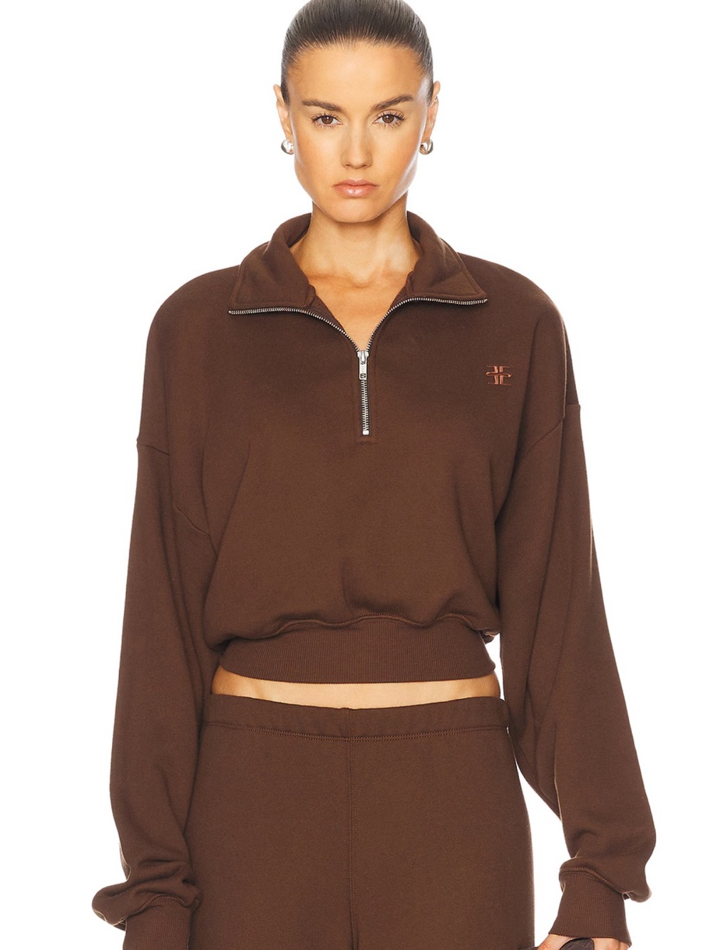 ETERNE Cropped Half Zip Sweatshirt
